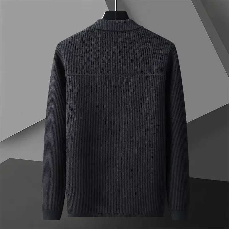 suit collar solid color European knitted cardigan men's 2024 autumn winter button business casual sweater coat M261016