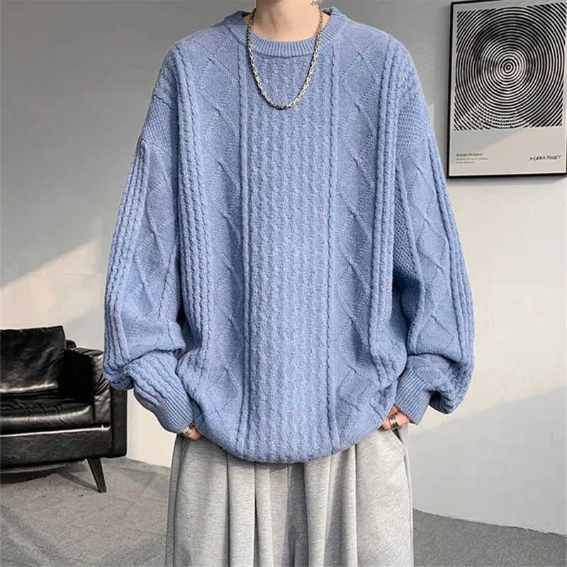 Men Autumn Sweater Winter O-Neck Loose Knit Pullovers Solid Color Casual Knitted Sweater Mens Strtwear Pullovers Plus Size 8XL M261016