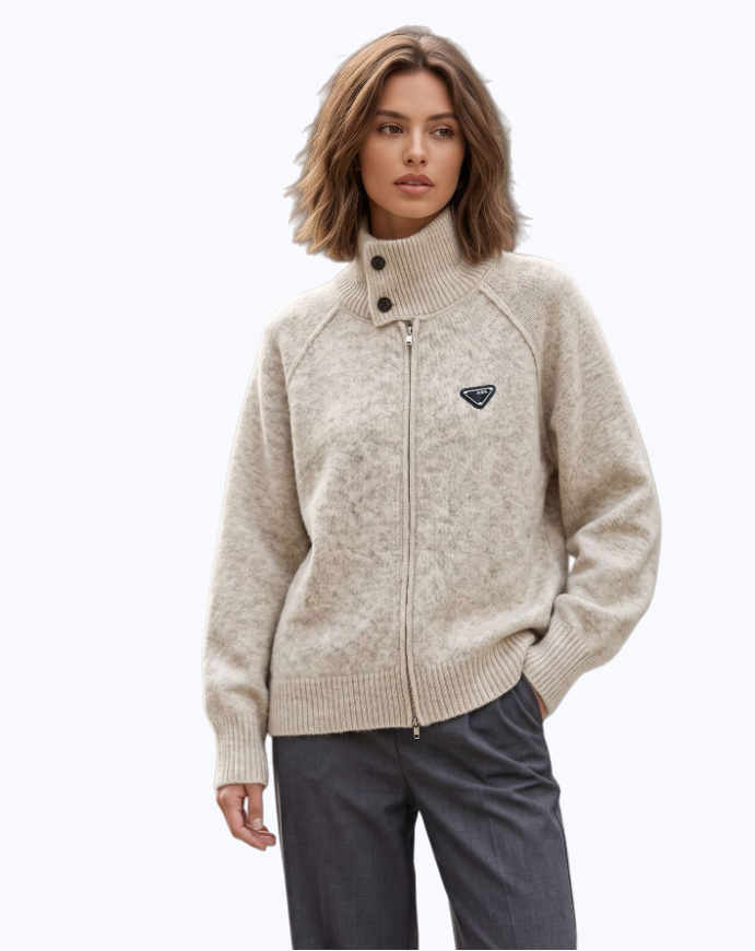 Designer Womens Jumper Sweater New Retro standup collar knitted sweater jacket with double zippers luxury sweater Harajuku street sweatshirts