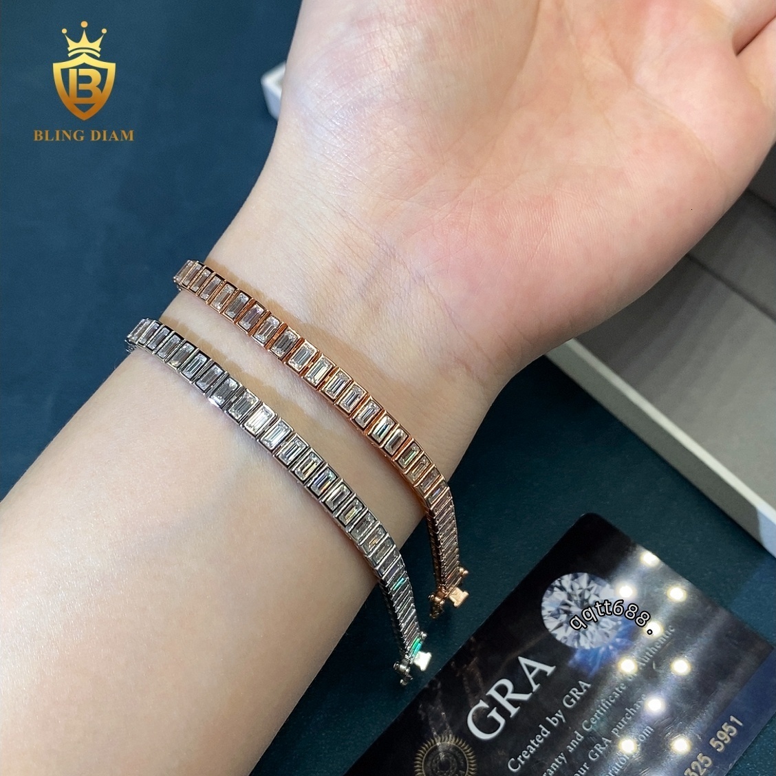 Bezel Baguette Cut Tennis Bracelets 925 Silver Chain Moissanite Bracelet Tennis Chain Vvs Moissanite Bracelets GRA Certified