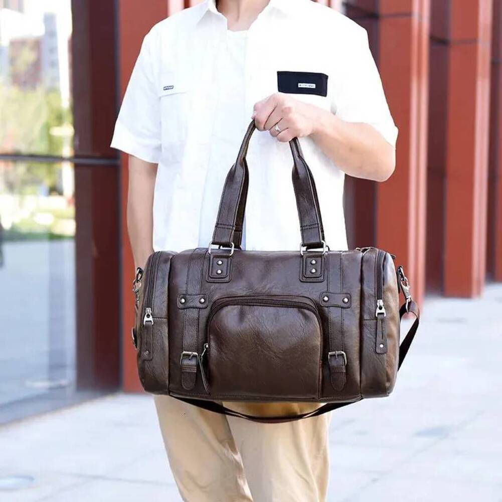 Bag Tote Mens Casual Travel Shoulder Bag Horizontal Outdoor accessories Business Fitness PU Leather Handbag Personalized Luggage T1