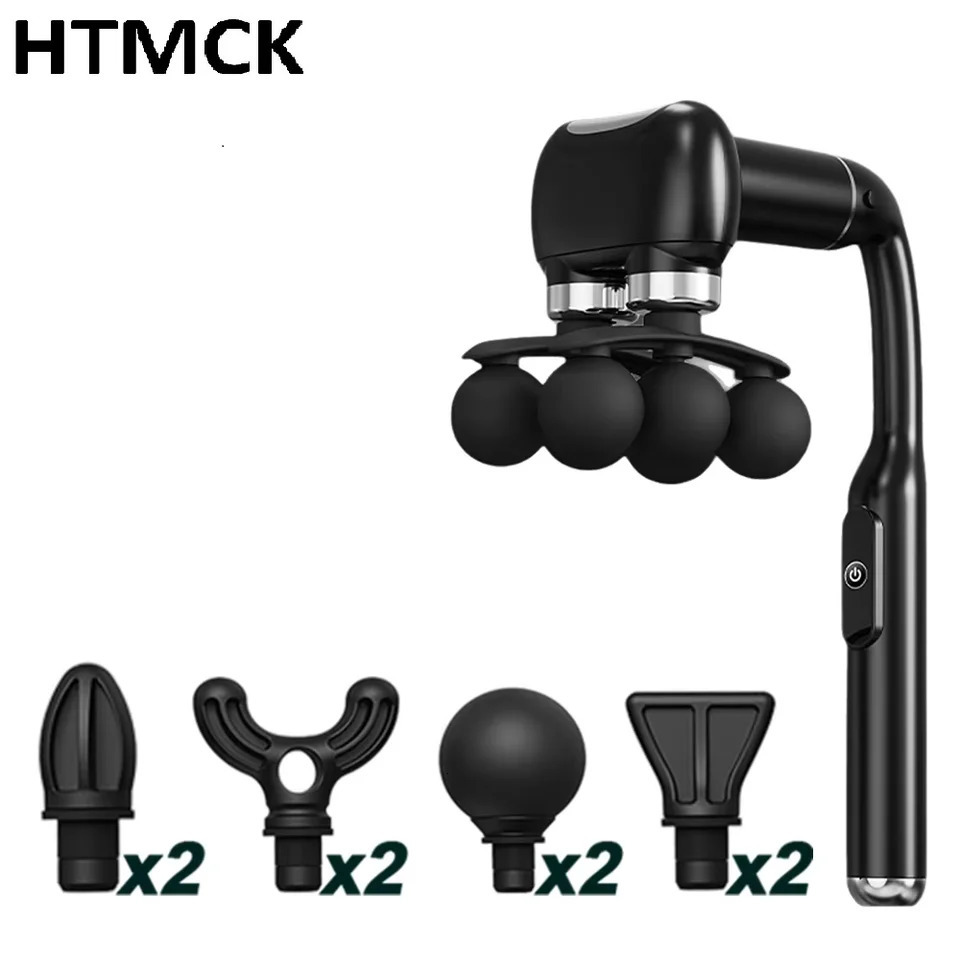 6-Heads Handhel Fascia Gun High Frequency Vibration Body Massage Gun Neck Shoulder Waist Back Handle Massager Fascia masajeador 261009