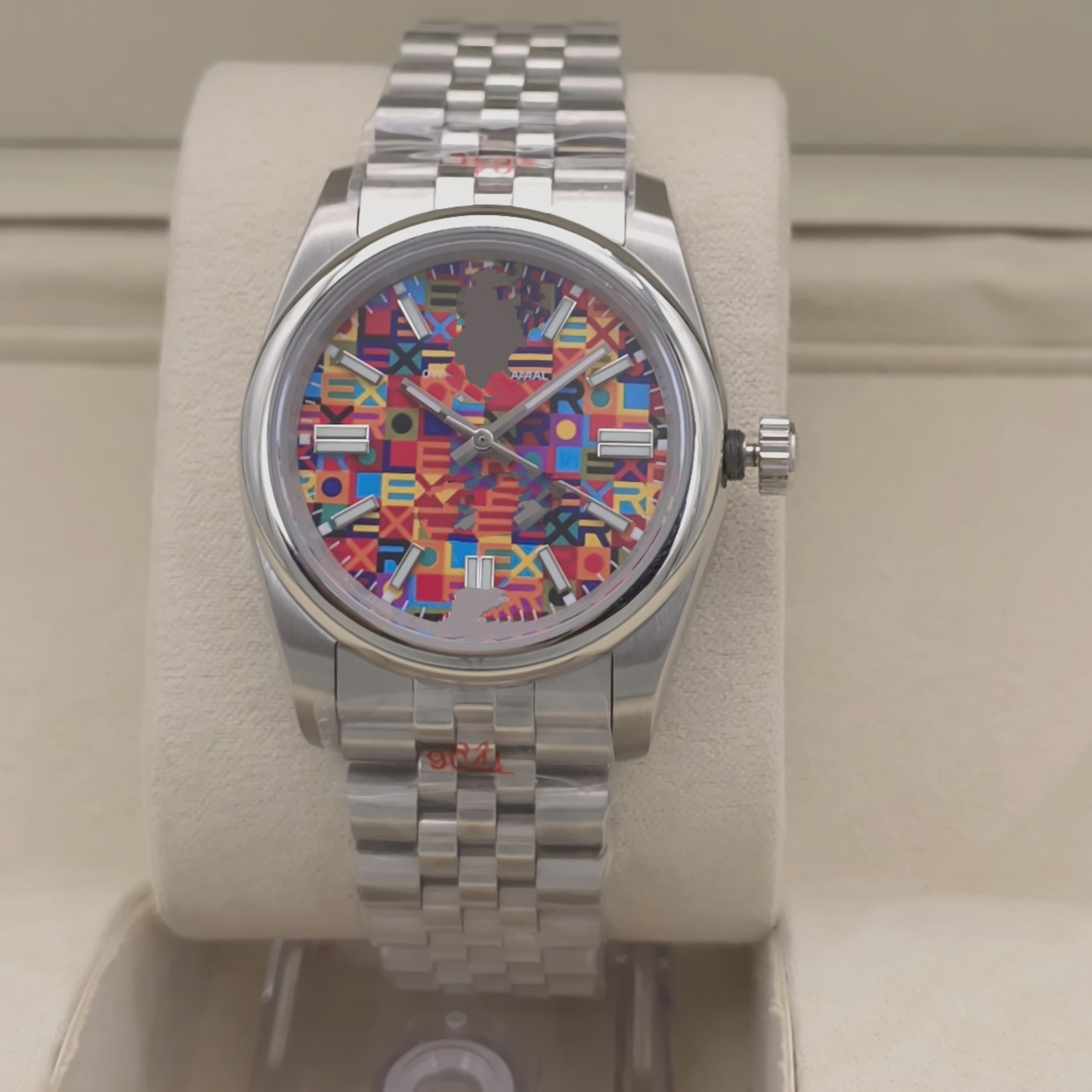 2026 New High Quality Watch Date: 2836-4 36MM Colorful dial Smooth bezel 5-link Sapphire dial Waterproof Silver Watch