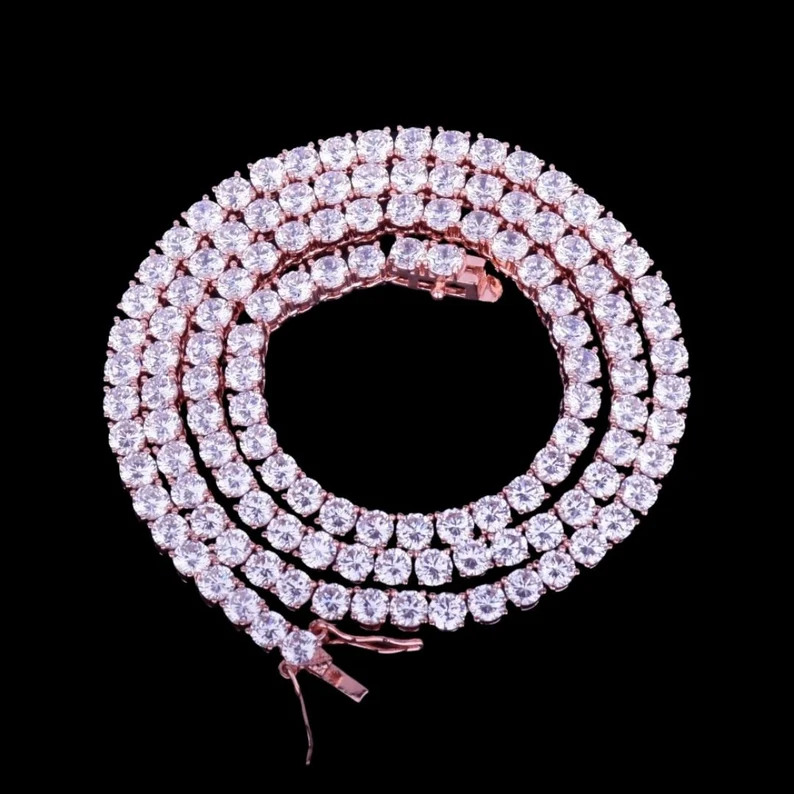 5mm Moissanite Chain Hiphop Necklace 925 Silver Diamonds 18k Gold Plated Pass Diamond Tester Moissanite Tennis Chain