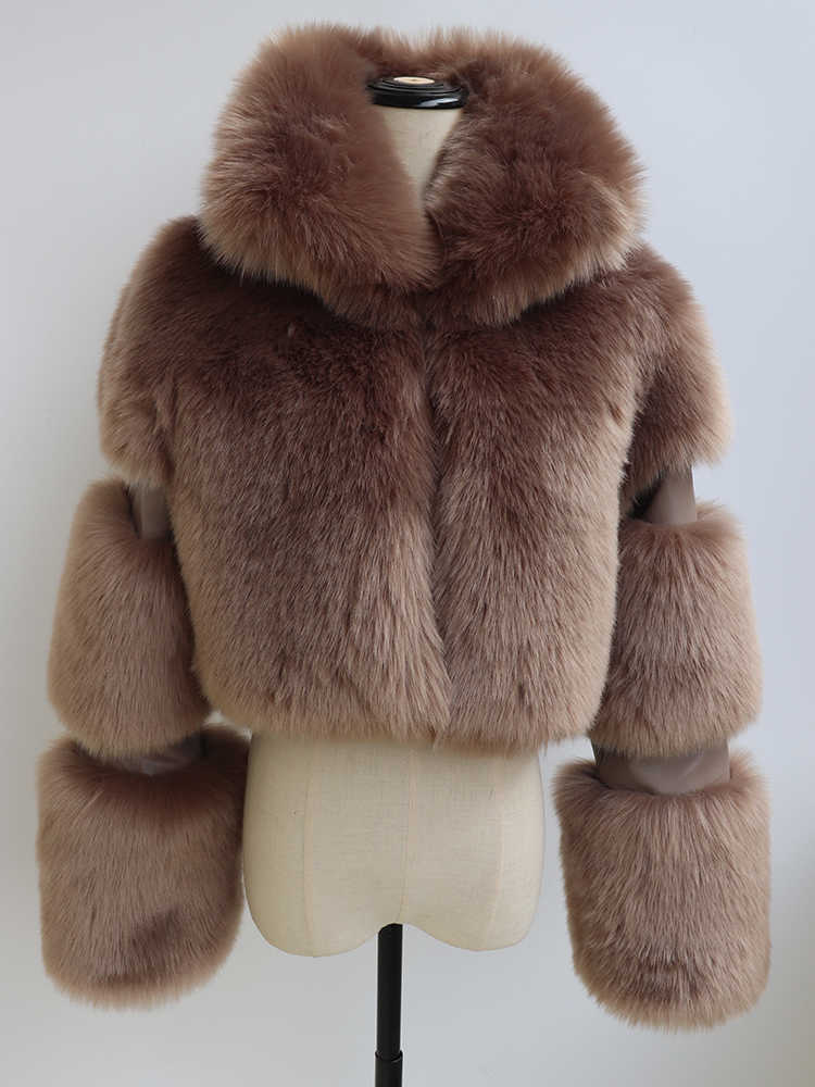 Winter HJQJLJLS New Arrival Fur Coat Women Turn Down Collar Warm Overcoat Women Short Fur Jacket S261016K6ZD