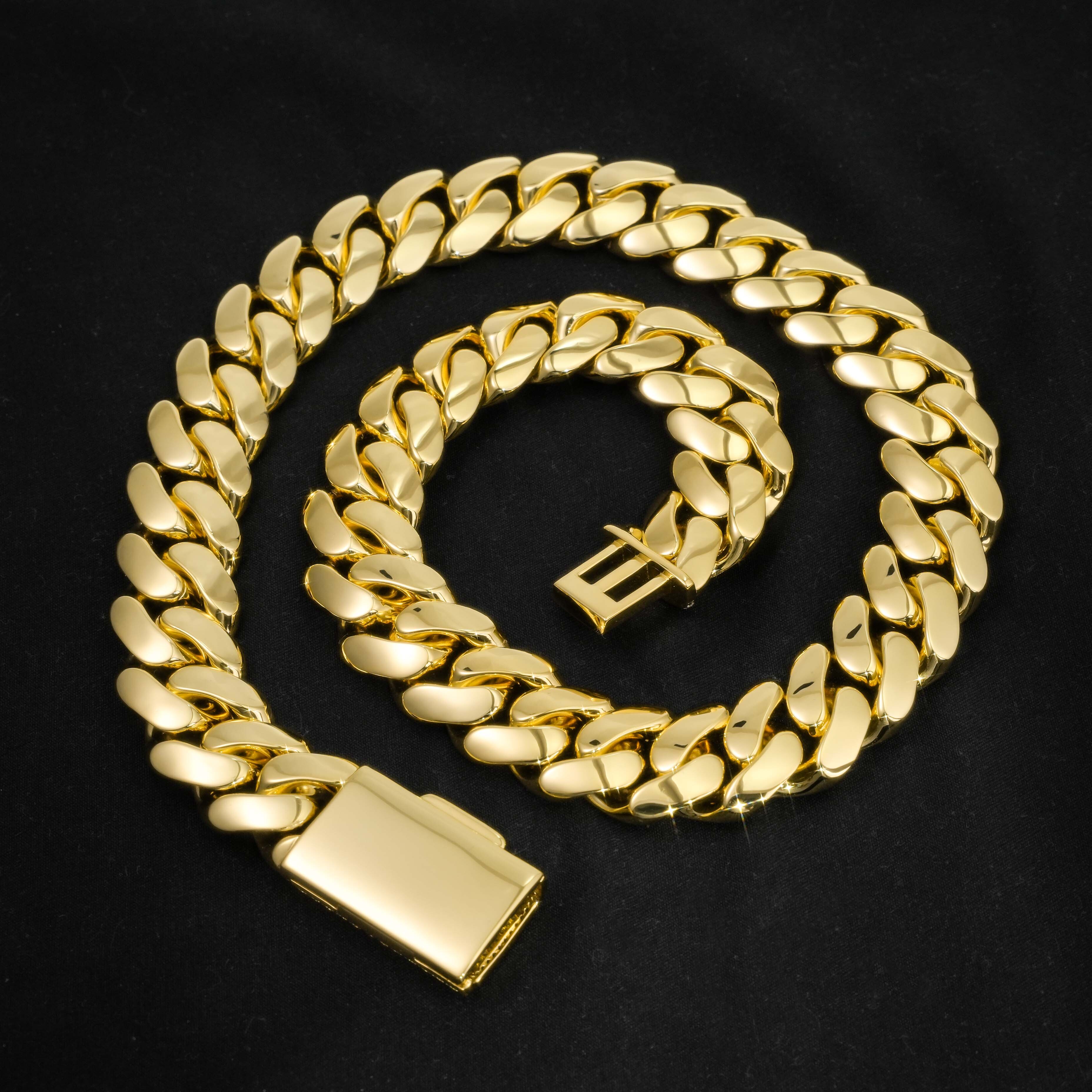 Custom Moissanite Lock Gold Plated 20MM Wide Cuban Link Chain Solid 925 Silver Men Chain Cuban Chain Necklace Jewelry