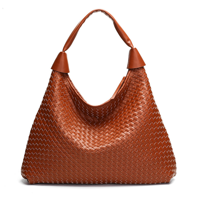 Shoulder Bag Shoulder Bag PU Leather Woven Pattern Large Brown Wine Red Black Coffee Women Travel Tote Purse Zipper Phone Pocket Soft Lined