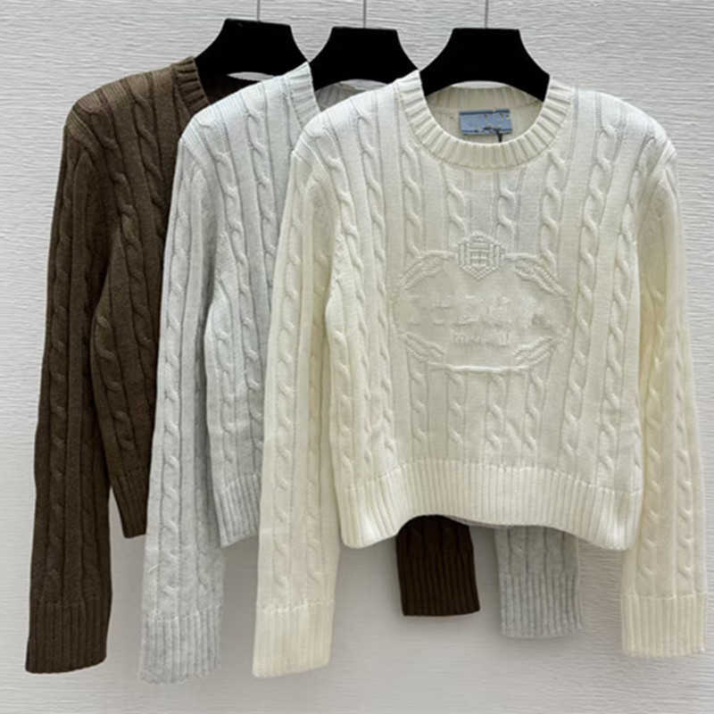 Women's Sweaters designer 26 Autumn Letter Print Loose Knit Sweater for Women, Preppy Style, Outerwear, Age-Reducing Sweater