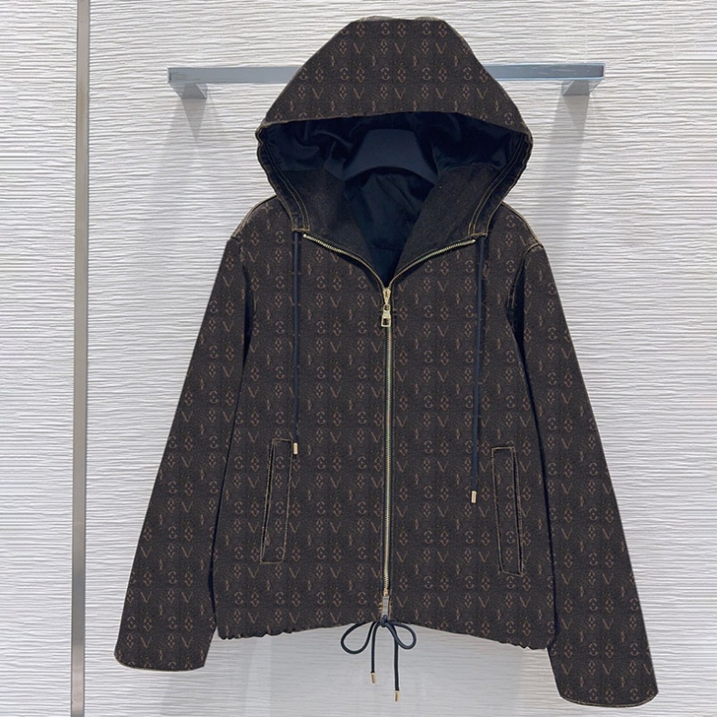 Oversized Brand Outerwear Women Hooded Letter High End Zipper Vintage Blouson Coat Winter Windproof Warm Sporty Jackets