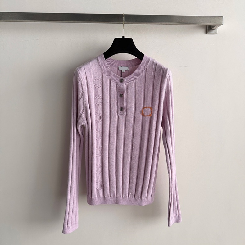 Women Knitted Bottoming Shirts Henley Neck Ribbed Long Sleeved Fitted Tees Fall Winter Minimalist High End Versatile Layering Jumper