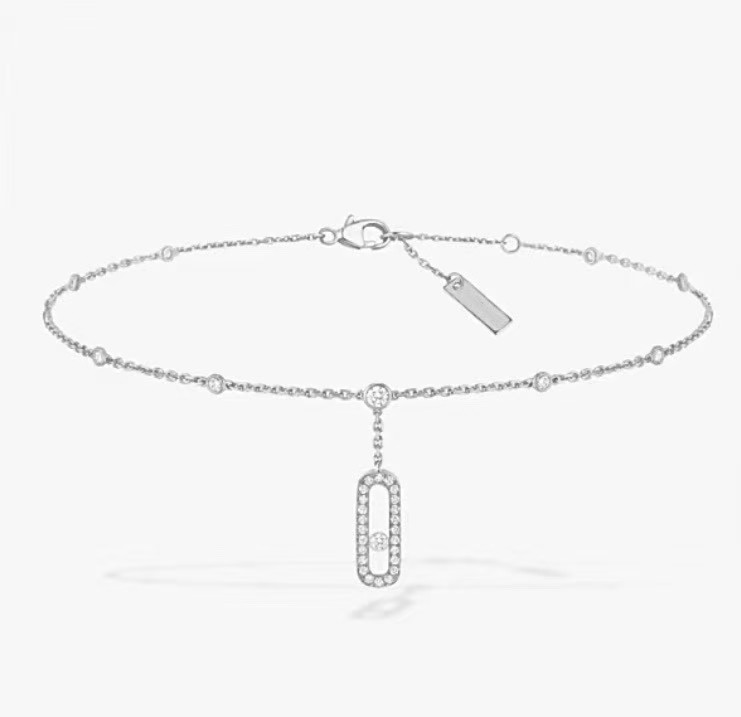 S925 Silver Move anklet designer anklet Meisike single diamond bracelet sliding anklet fashion jewelry accessories Bracelet and anklet dual use