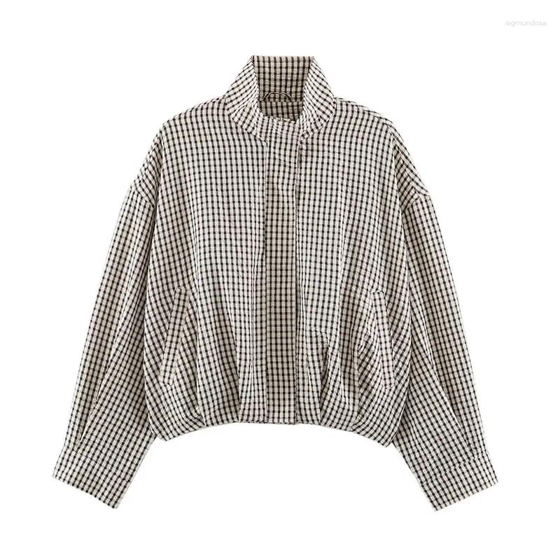 Women's Jacket 2026 Autumn Long Sleeve Loose Plaid For Women Casual Stylish Chic Personality Oversize Ladies Outwear