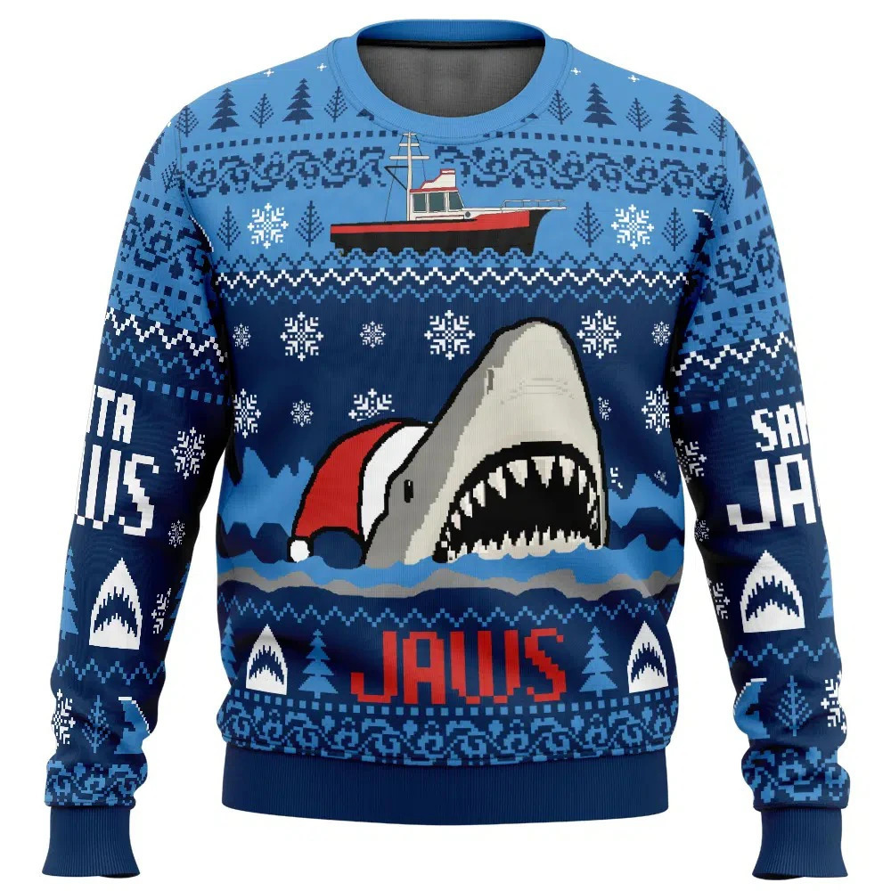 Santa Jaws Mensgraphic Sweatshirts Funny Ugly Christmas Sweater Harajuku Fashion Jumper Sweaters Streetwear 261019