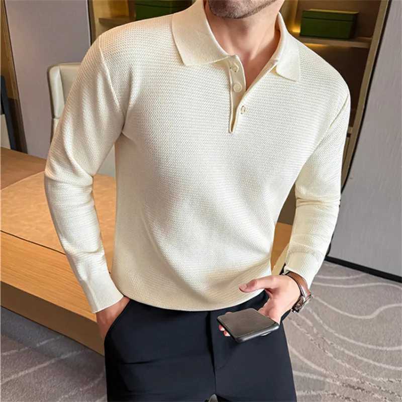 Winter High Quty Men's Autumn Wool Knitted Sweater Solid Color Smart Casual Knit Polos Pullovers Men Slim Fit Warm Sweaters M261016