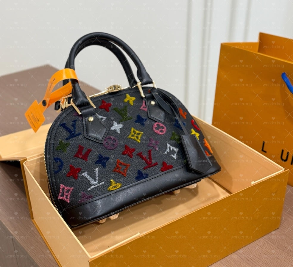 Designer Bag 2026 Luxury Top handle bags Multicolore coated canvas Crossbody Nano Almas Monograms shoulder bag leather Embossed Flower handbag Vinta