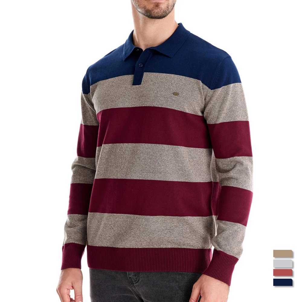 Button-up AIOPESON Cotton Mens Strip Collar Sweater Knit Casual Business Sweaters for Men M2610161