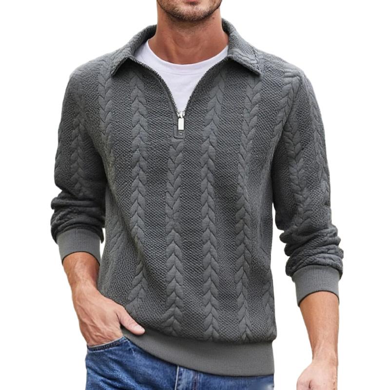 Designer Men Lapel Zip Jacket Casual Long Sleeve Sweatshirt Spring Autumn Loose Fit Polyester Streetwear Top