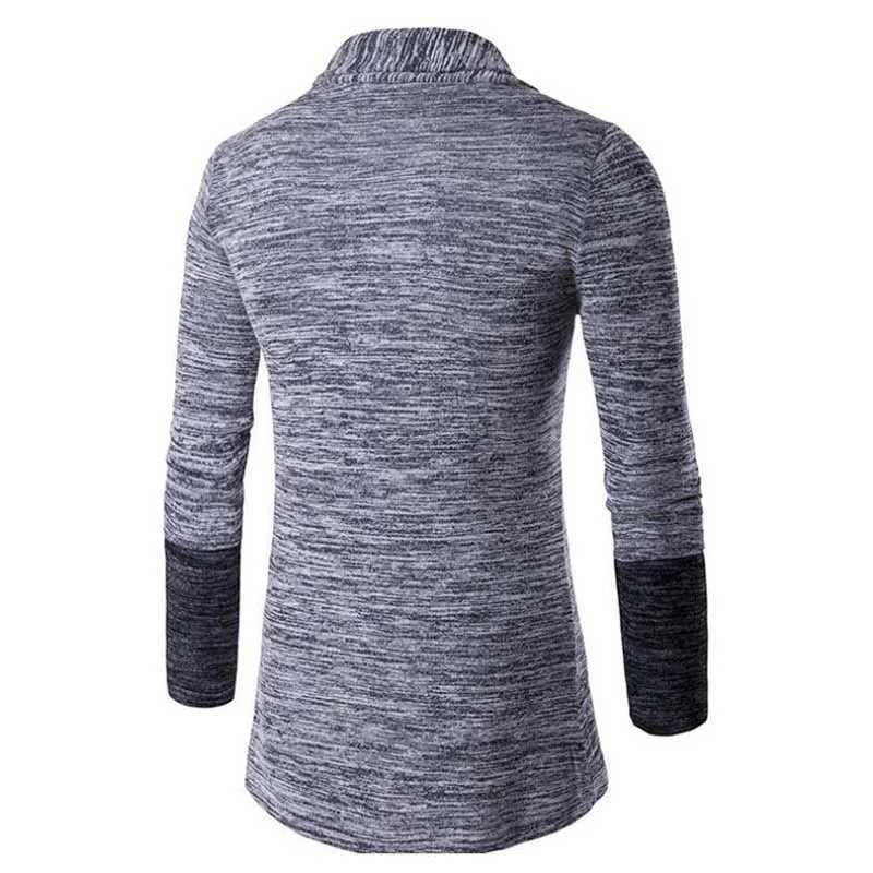 Long Spring Autumn Sweater Men Slve Patchwork Thin Knitted Cardigan Men High Quty Casual Men Sweaters Slim Knitwear Coat M261016