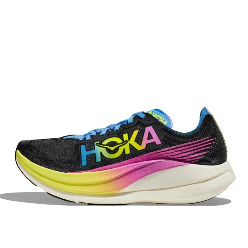 Hoka Rocket X Unisex Mesh Upper Lace Up Lightweight Comfort Sneakers Non Slip Running Shoes Simple Versatile Casual Shoes For Walking Gym Commute