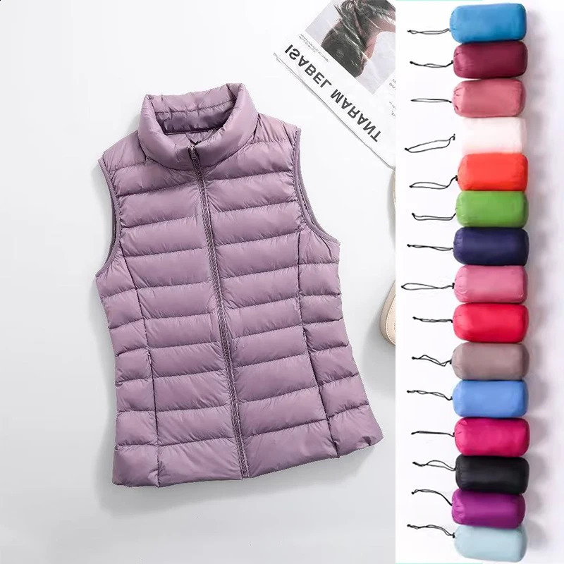 Plus Size 3xl 4xl Women's Sleeless Slim Fit Puffer Jackets Autumn Winter Female Ultra Lightweight Packable Vest Coat 261015