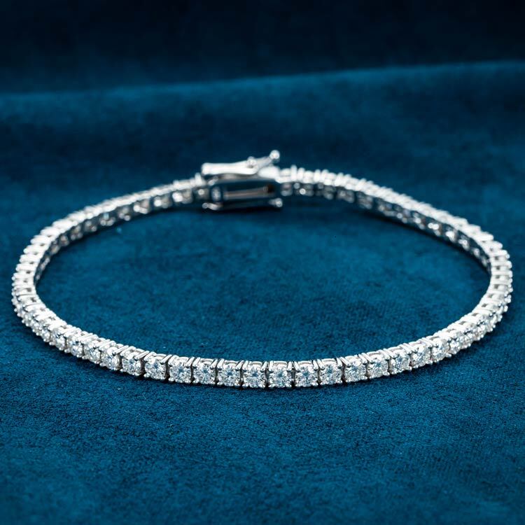 Men's Hiphop 925 Silver Brilliant Cut VVS Moissanite Tennis Bracelet Sparkling 3mm Iced Style Moissanite Bracelet