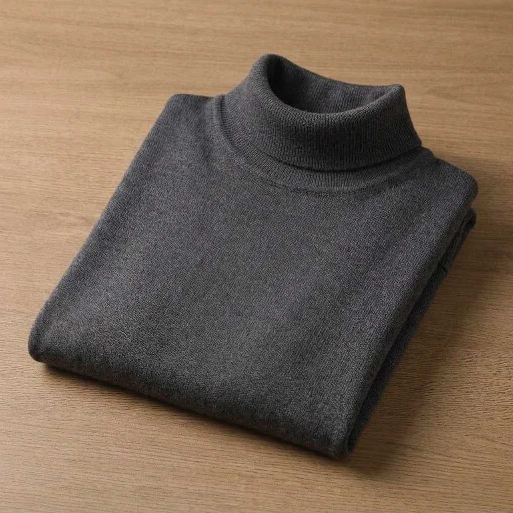 High Neck Knitted Pullover Mens Sweater Fall Casual Tailored Fit Cozy Long Timeless Heat Retaining Winter Garments for Males M261016