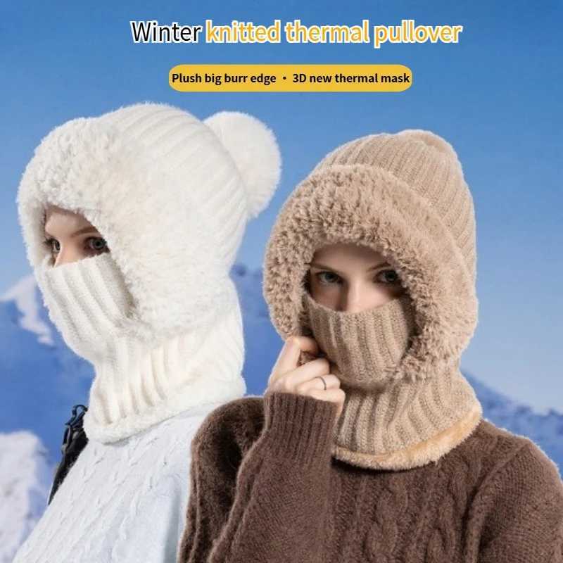 Beanie/Skull Caps Hot Selling All-in-One Winter Warm Outdoor Hiking Plush Knitted Hat Outdoor Cycling Face Neck Cover Warm Hat Q261017