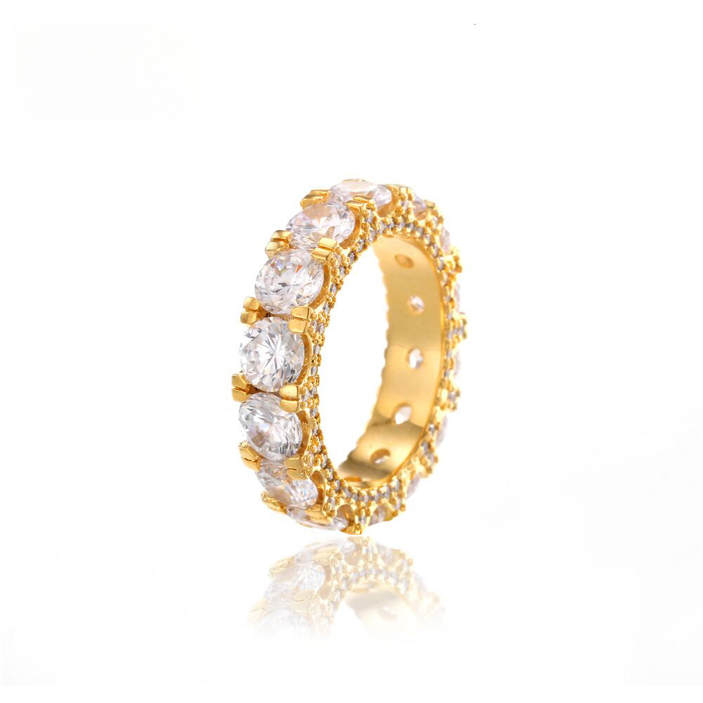 Men's New Style Personality High-end Claw-set Luxury Iced AAA moissanite Versatile Fashion 18K Gold Out D VVS Diamond Plated Ring Luxury Iced