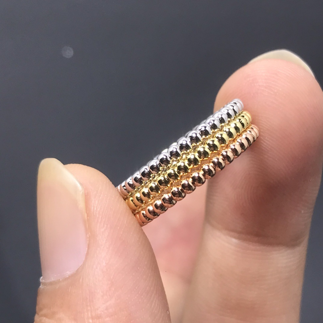 designer ring for women Beaded Ring Plated With 18K Rose Gold Clavicle Chain Smooth Bead Ring Special Offer vanlies cleef ring