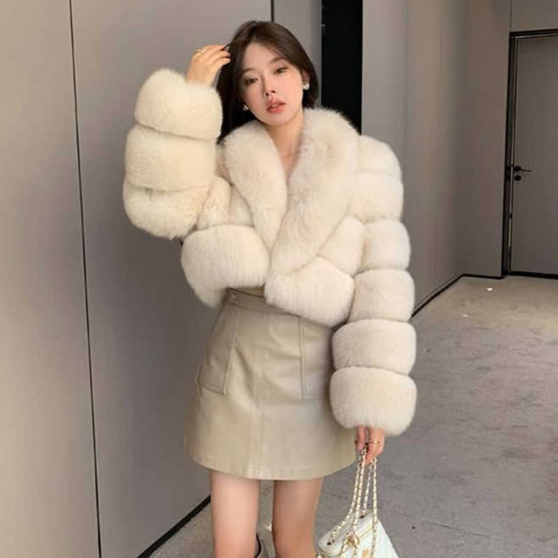 Coat Fur Women Winter Elegant Long Slve Fluffy Plush Jackets Solid Color Warm Fur Outerwear S261016L5CD