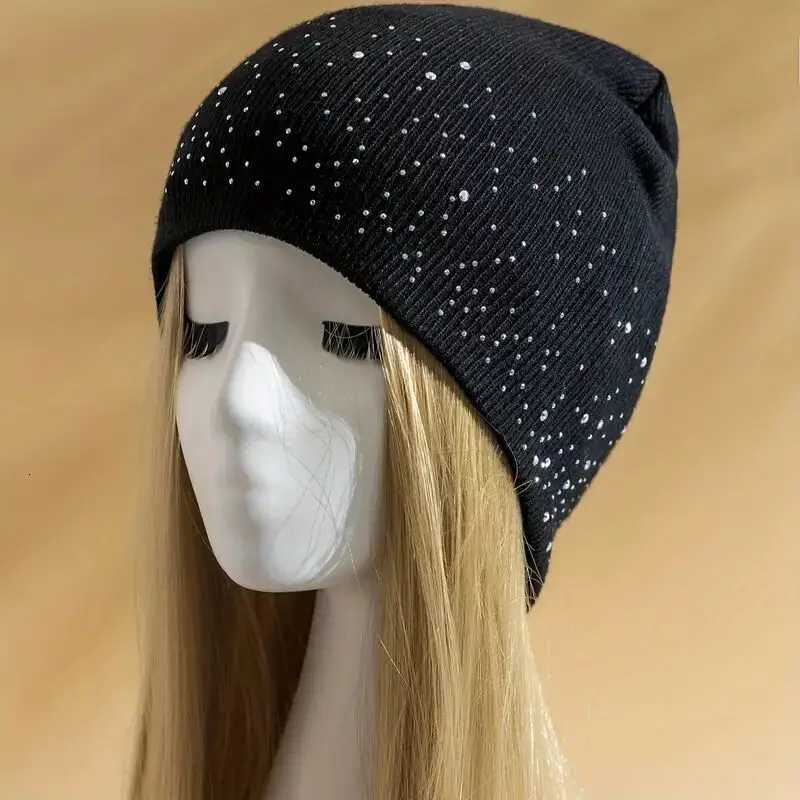Beanie/Skull Caps Winter women's hats - warm hats with diamond decorations knitted hats for autumn fashion suitable for students going to work