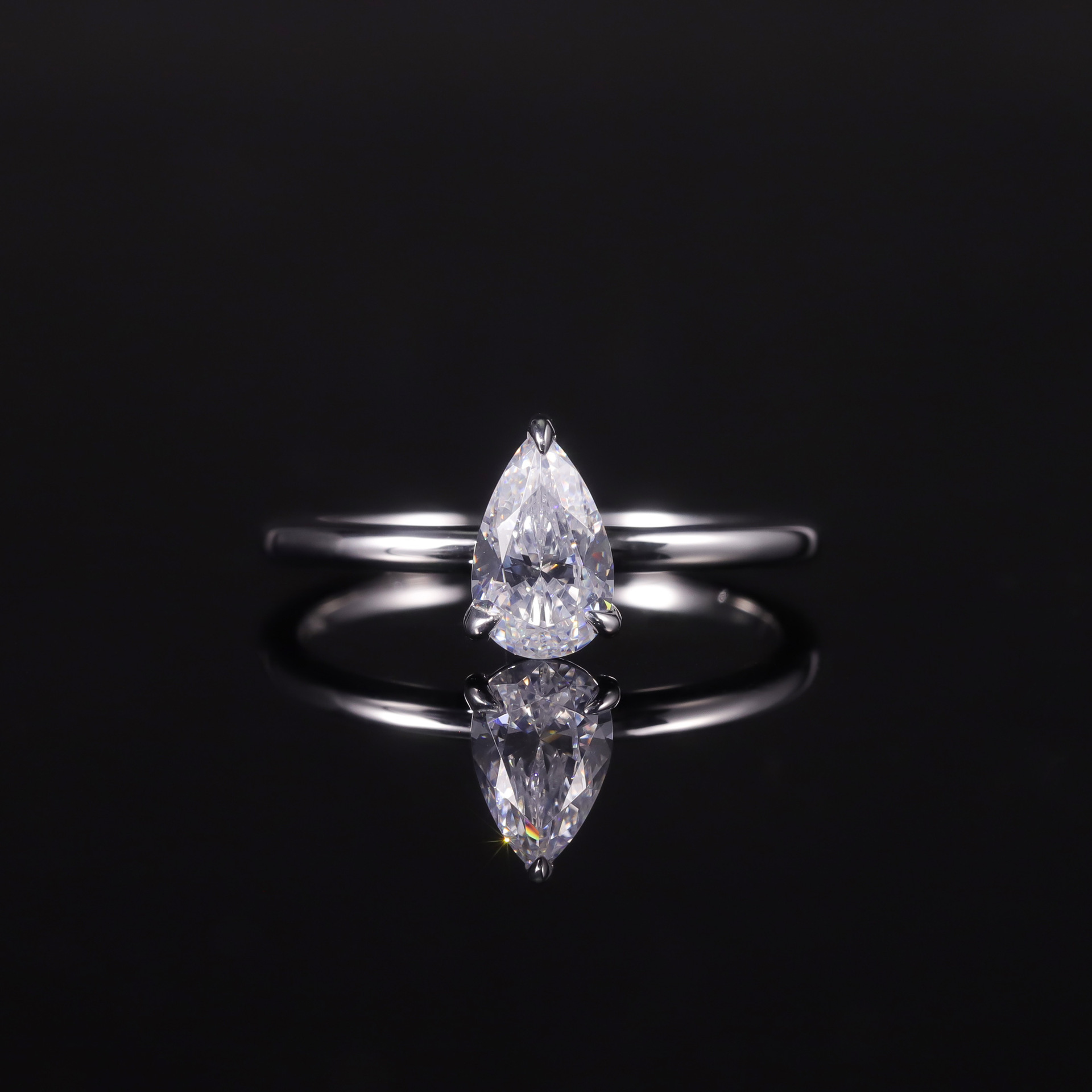 DE Pear Cut Moissanite Women Ring 1ct Water Drop Moissanite Engagement Rings D Color VVS Moissanite Women Rings with GRA