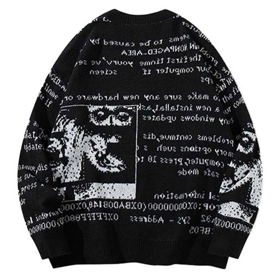 Oversized Letter Vintage Sweaters Men V-neck Sweaters Knit Cardigan Strtwear Harajuku Hip Hop Y2K Sweaters Knitwear M261016