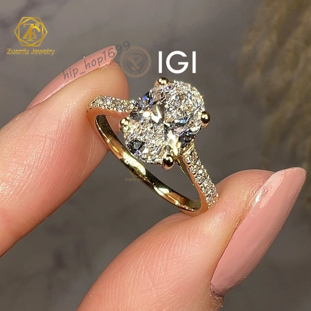Hot Sale 2Ct Diamond D-VS1 Engagement Ring 14k Solitaire Yellow Gold Oval Cut IGI Lab Grown Diamond Ring