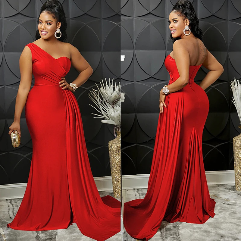 Sexy One Shoulder Elegant Evening Dresses for Women Party Night Mermaid Dress Backless Side Split Bodycon Long Dress Vestidos 261015