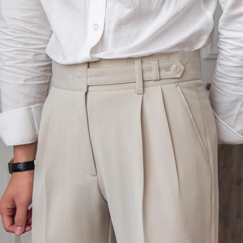 Men Straight Leg Casual Trousers Spring Autumn Korean Vintage Neapolitan Anti Wrinkle Commuter Niche Trendy Versatile Long Pants