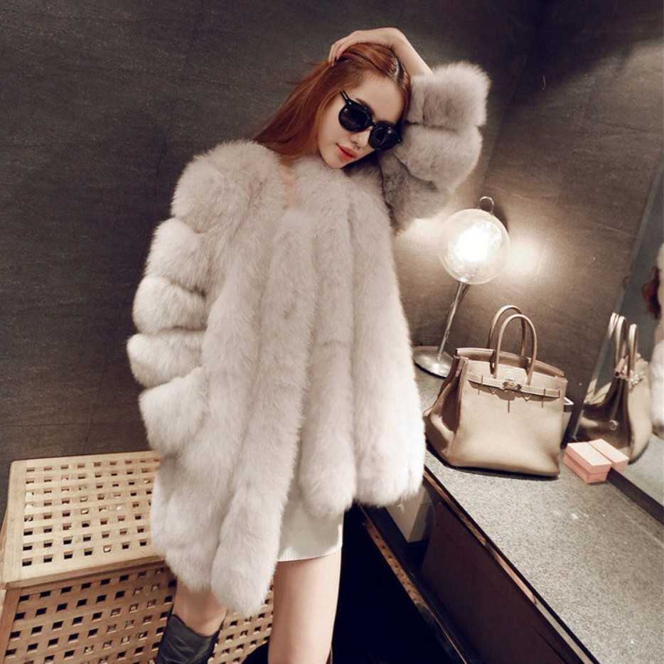 Fur Long Coat Women Solid Color Fur Jacket Women 4XL Large Size Winter Fur Coats Manteau Fourrure S261016ANQN