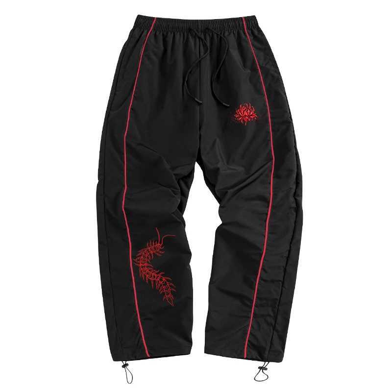 Men's Flower Centipede Print Sporty Pants with Lines Gym Workout Running Trousers with Pockets Athletic Quick Dry Sweatpants T261019