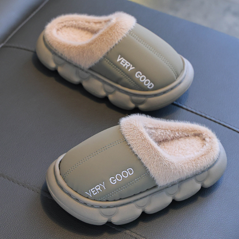 Children's Slippers Warm with Classic British Style for Boys & Girls Cozy Winter Plush House Shoes J261019
