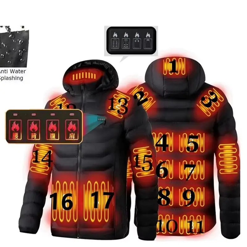 Men Heated down jacket USB Winter mens parka Outdoor Electric padded jacket Warm Sprots Thermal Coat Clothing Heated jacket 261019