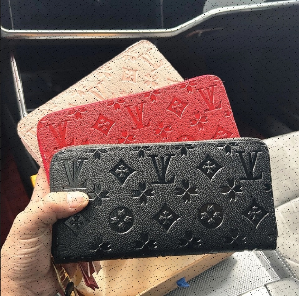top 10A Fashion women clutch wallet pu leather wallet single zipper wallets lady ladies long classical purse with orange box card 60017 60023 62650