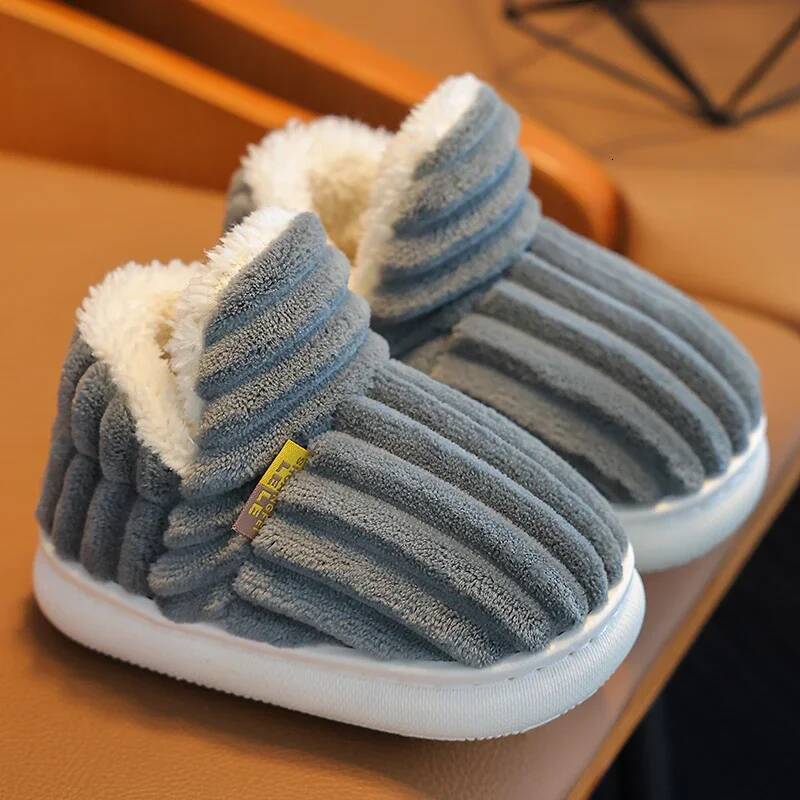 Children's Winter Plush Warm Slippers Kids Girls Boys Home Non-slip Snow Boots Student Cotton Shoes 1-10 Years J261019