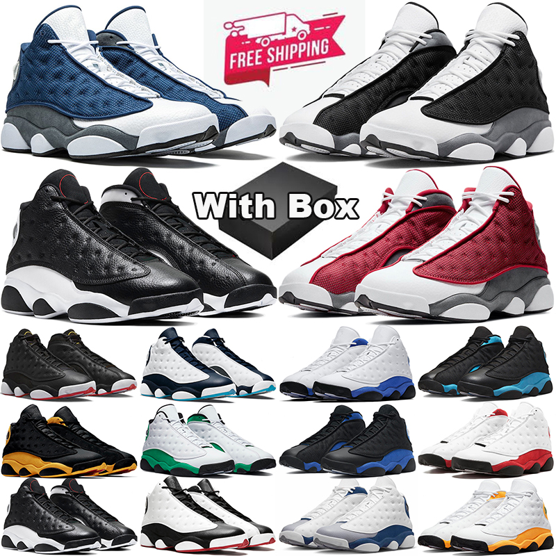 with box free shipping 13 13s casual shoes designer Black Flint Hyper Royal Wolf Grey White Bred Playoffs women mens trainers outdoor sports sneaker