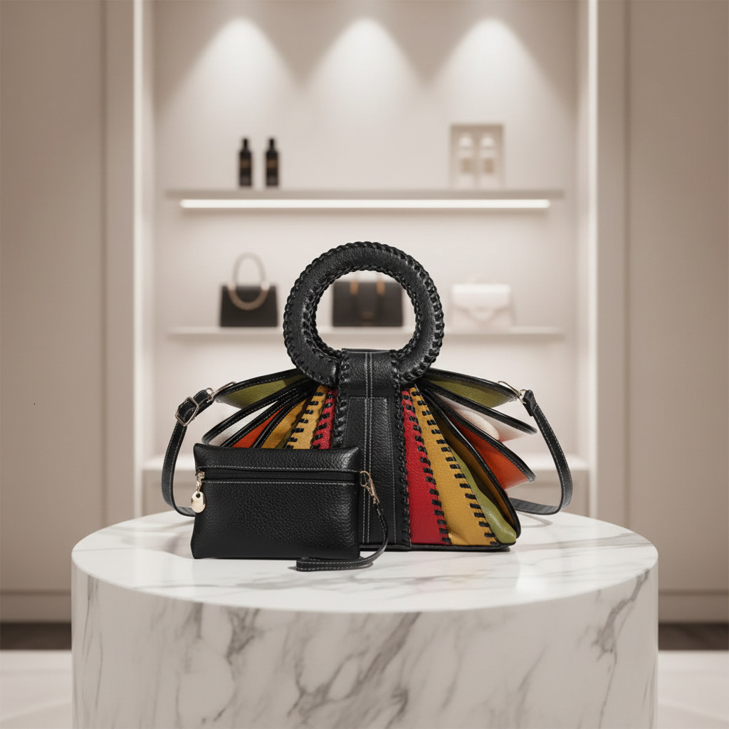 Cross-Border Fashion Color-Block Women's Bag Large Capacity European and American Guangzhou High-Quality Hot-Selling Ladies Handbag GLAMOR