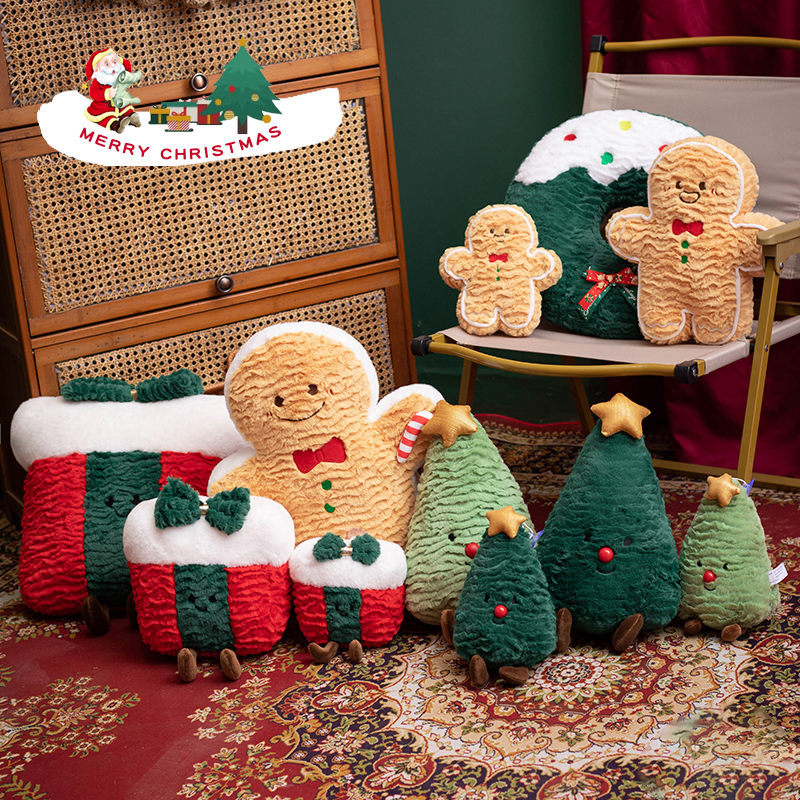 New Christmas Gingerbread Man Doll Christmas Decoration Pillow Christmas Tree Doll New Year Christmas Gift Box