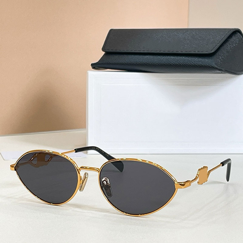 Wire 01 Sunglasses Gold Metal Frame Luxury Elliptical Sunglasses CL2533 Black Lens Womens Outdoor Casual Glasses Personalized Design Leg UVAUVB Prot