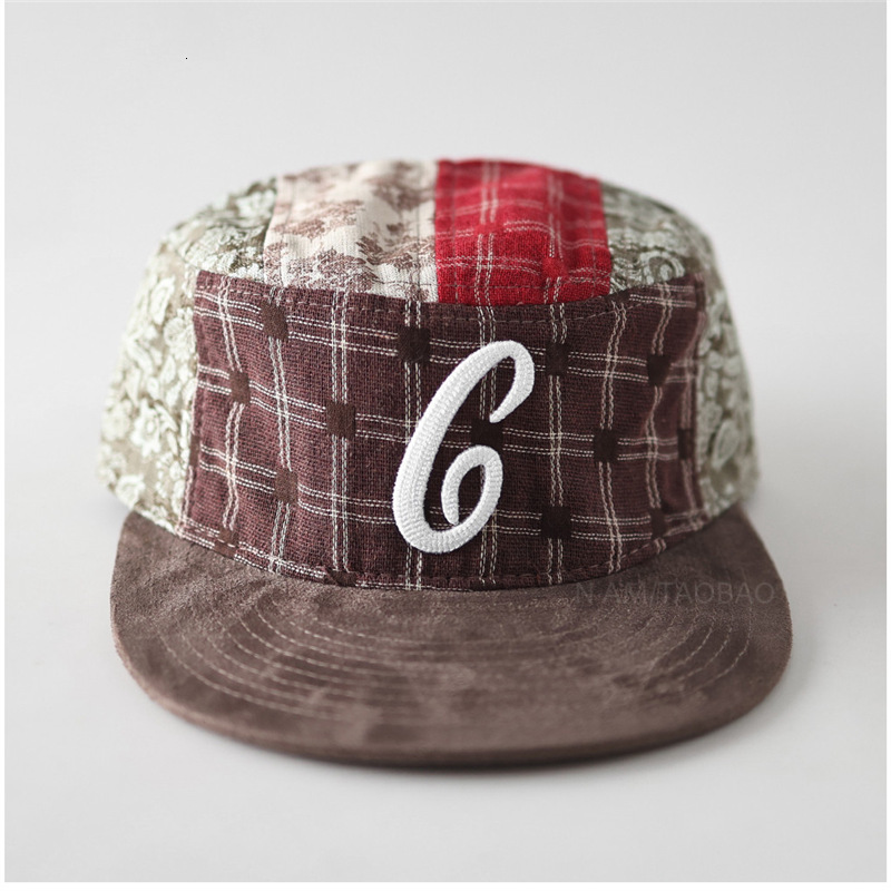 Floral Plaid Patchwork, Three-Dimensional Letter Design, Flat-Top Cap, Fashionable And Trendy, Versatile, Sun-Protective, Adjustable Brim Luxury Cap