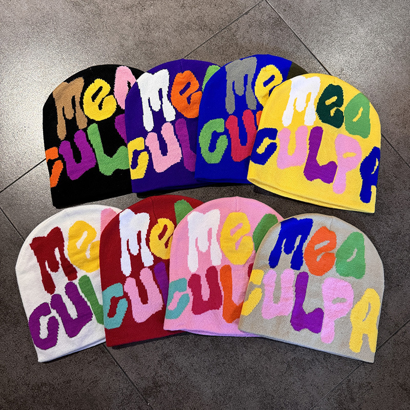 Luxury Cap Brand Designer Hat Luxury Cap Brand Designer Hat American-Style Niche Street Fashion Colorful Letter Pullover Beanie Women, Warm Ear-Prot
