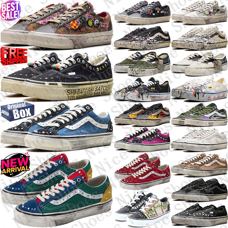 With Box Designer van vansskool vanpearlized vansshoe vansy pearlized sneakers Sport Shoes pearls knu old skools satoshi nakamoto mens womens traine