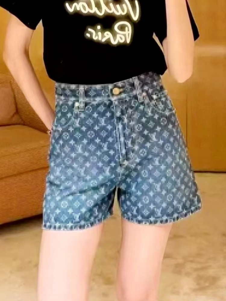 Designer Short Jeans High Quality Summer Lujia Laser Printed Cotton Jacquard Denim Women's Shorts